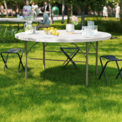 Flash Furniture 5.04-ft x 5.04-ft Fold-in-Half Indoor Round Plastic White Folding banquet table 6 -Person