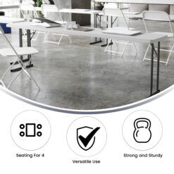 Flash Furniture 1.5-ft x 8-ft Indoor Rectangle Plastic White Folding banquet table 4 -Person