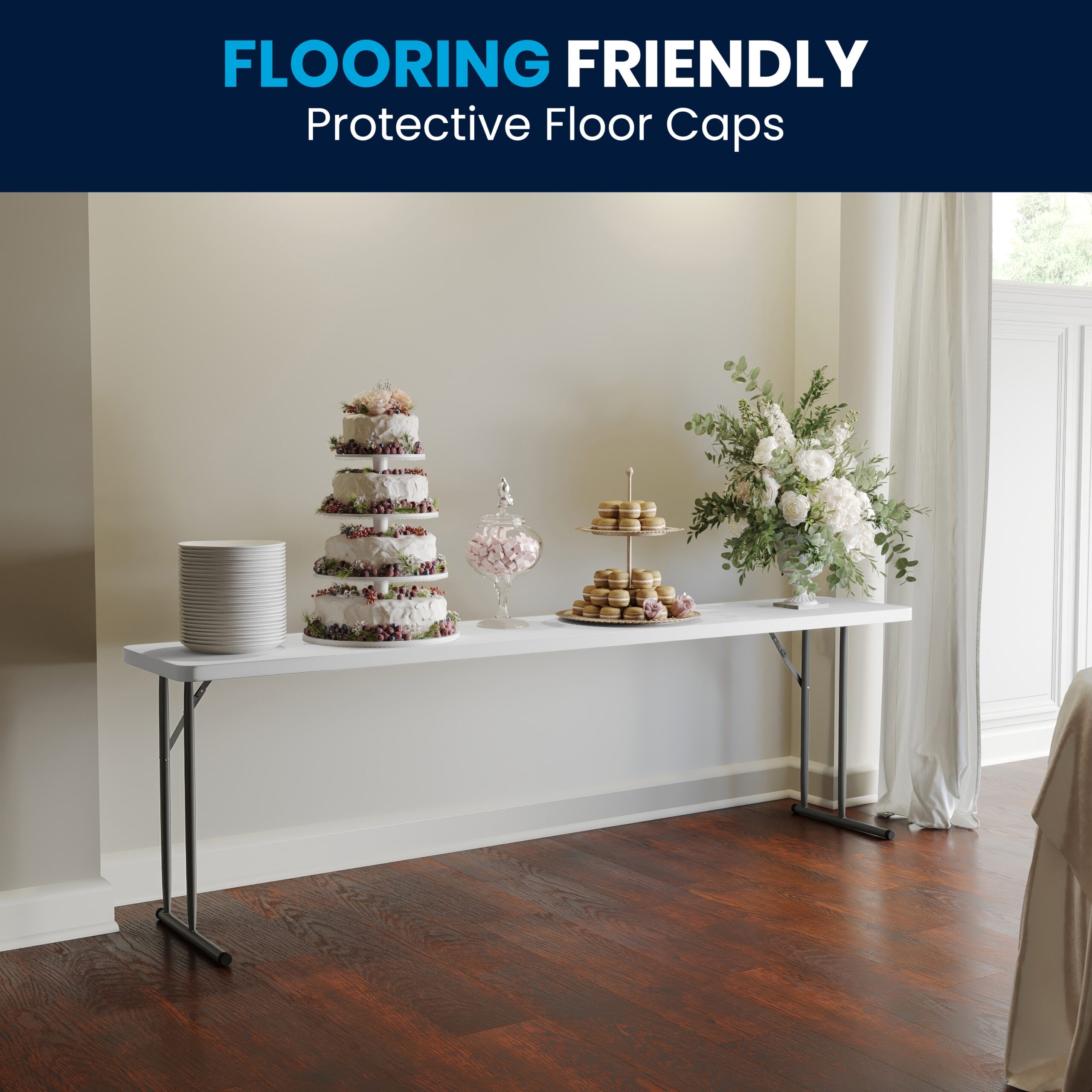 Flash Furniture 1.5-ft x 8-ft Indoor Rectangle Plastic White Folding banquet table 4 -Person