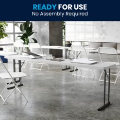 Flash Furniture 1.5-ft x 8-ft Indoor Rectangle Plastic White Folding banquet table 4 -Person