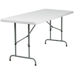 Flash Furniture 2.5-ft x 6-ft Indoor Rectangle Plastic White Adjustable Height Folding banquet table 8 -Person