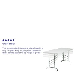 Flash Furniture 2.5-ft x 6-ft Indoor Rectangle Plastic White Adjustable Height Folding banquet table 8 -Person