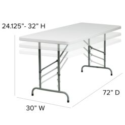 Flash Furniture 2.5-ft x 6-ft Indoor Rectangle Plastic White Adjustable Height Folding banquet table 8 -Person