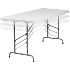 Flash Furniture 2.5-ft x 6-ft Indoor Rectangle Plastic White Adjustable Height Folding banquet table 8 -Person