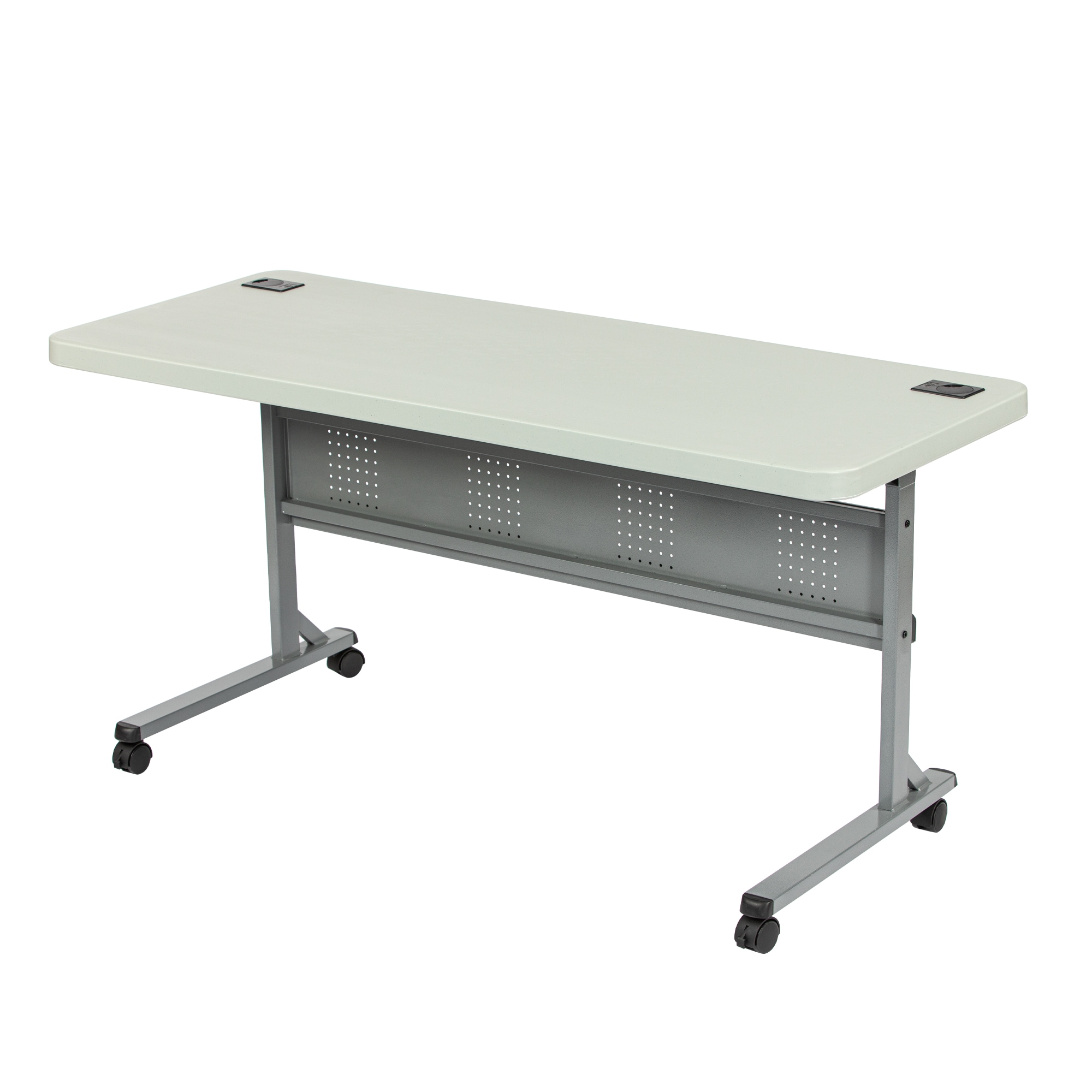 Hampden Furnishings 2-ft x 5-ft Indoor or outdoor Rectangle Polypropylene Gray Folding utility table 3 -Person