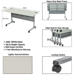Hampden Furnishings 2-ft x 5-ft Indoor or outdoor Rectangle Polypropylene Gray Folding utility table 3 -Person