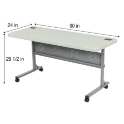 Hampden Furnishings 2-ft x 5-ft Indoor or outdoor Rectangle Polypropylene Gray Folding utility table 3 -Person