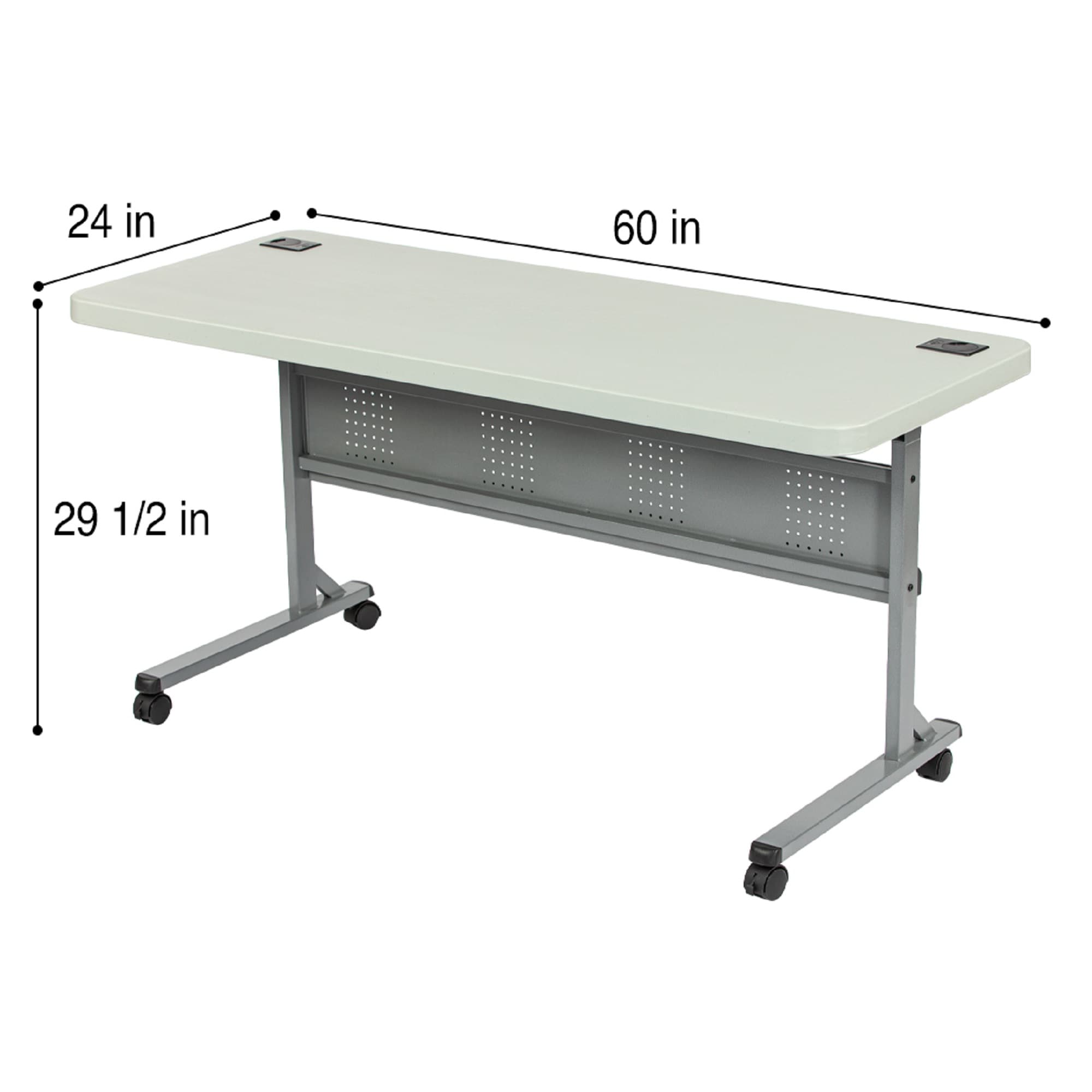 Hampden Furnishings 2-ft x 5-ft Indoor or outdoor Rectangle Polypropylene Gray Folding utility table 3 -Person