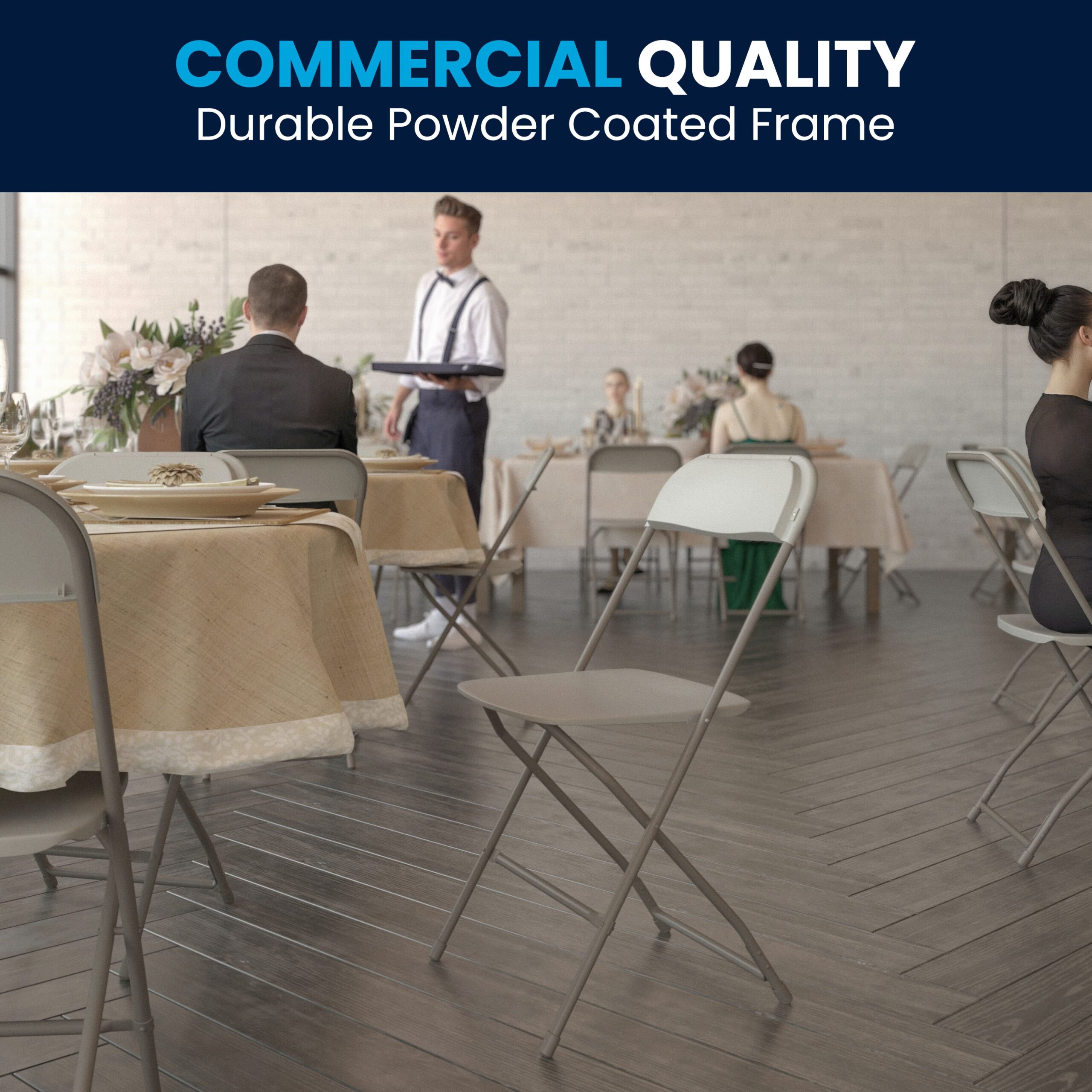 Flash Furniture 6 -Pack Beige Commercial/Residential Standard Folding Chair with Solid Seat ( Indoor )