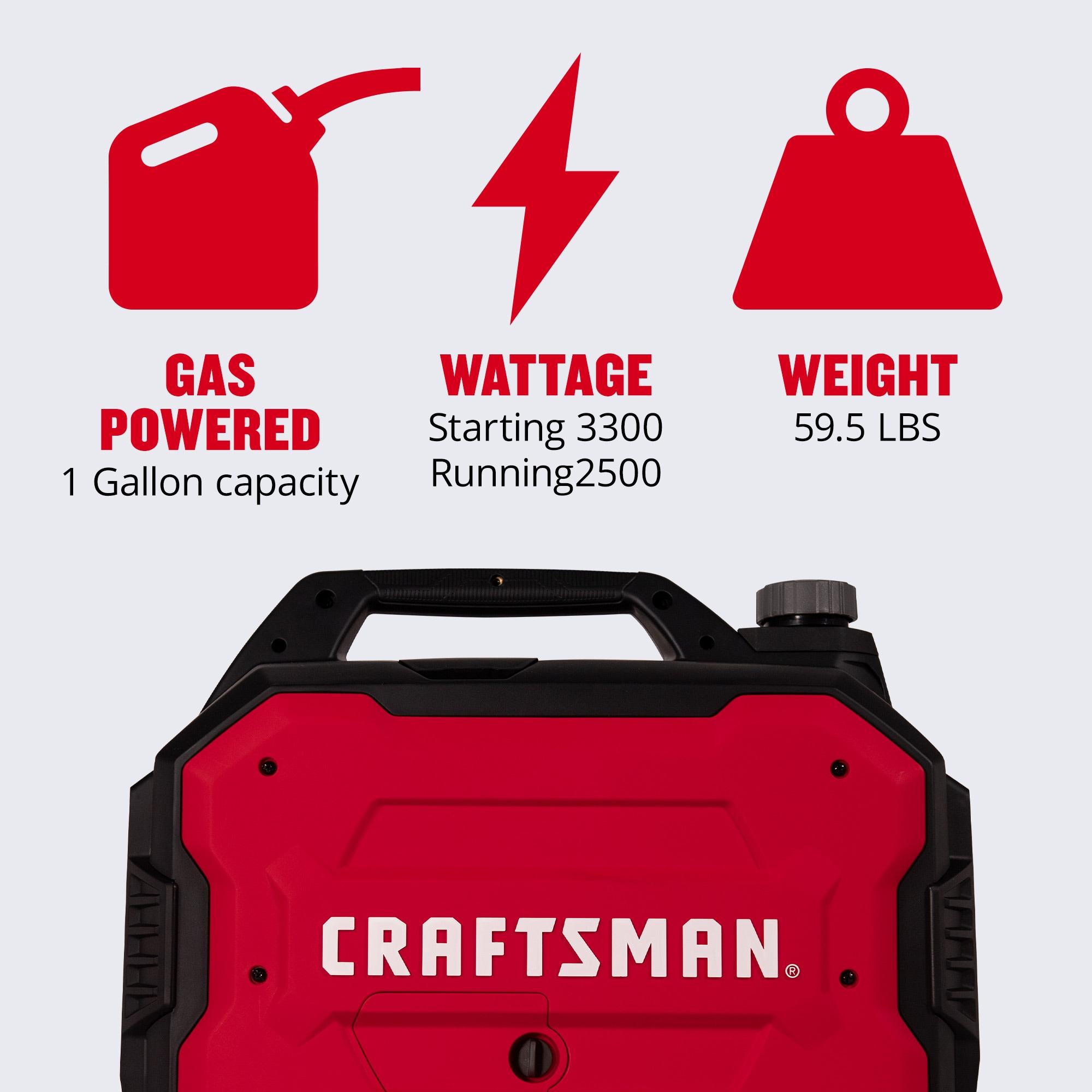 CRAFTSMAN 49 State 3300 -Watt Single Fuel (Gasoline) Inverter Generator
