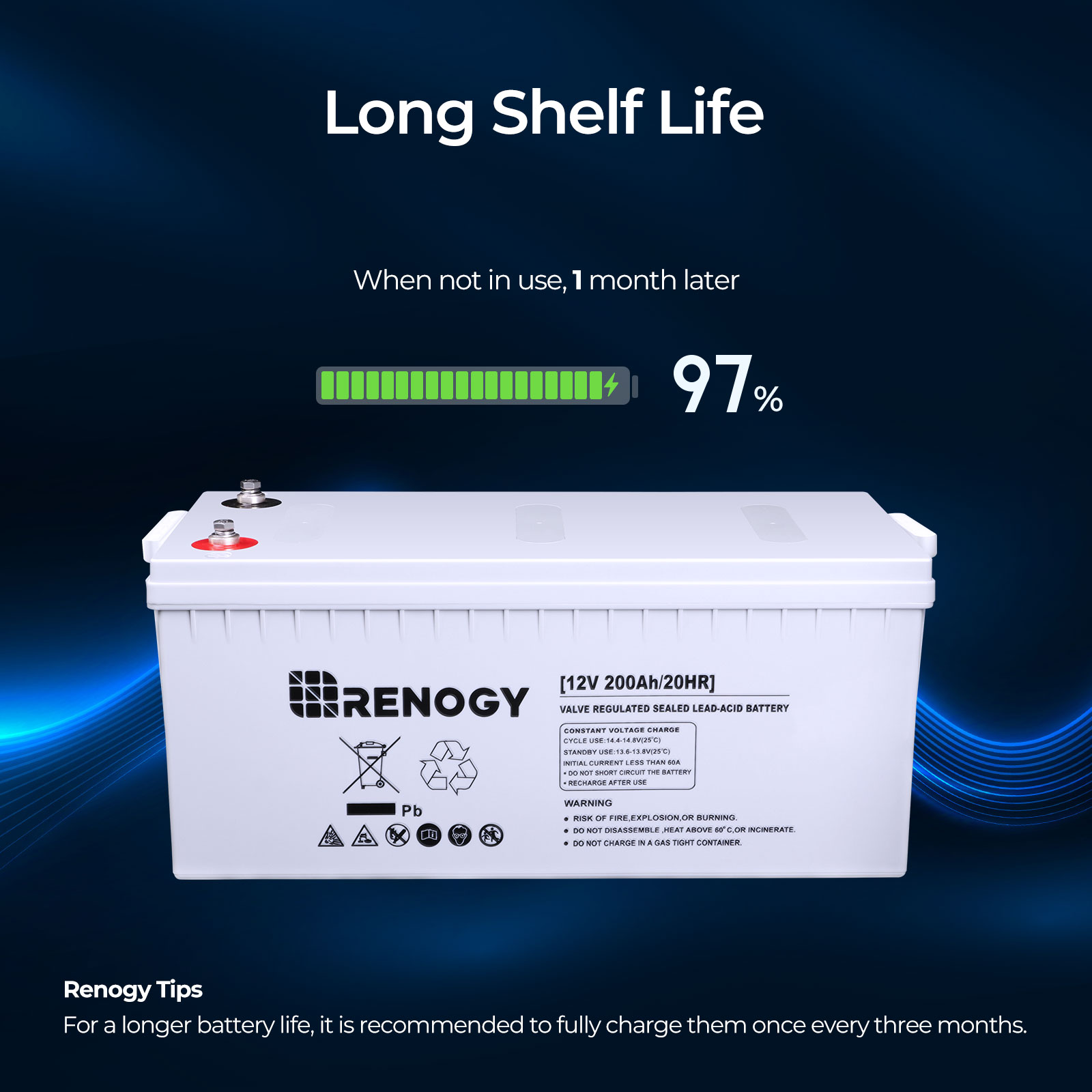 Renogy AGM Battery Rechargeable Sealed lead acid 121000 Generator Batteries