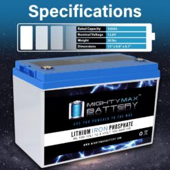 Mighty Max Battery 12V 100AH Lithium Battery for Trolling Motor Rechargeable Lithium 121000 Backup power Batteries