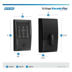 Schlage Encode Plus Century Matte Black Smart Wi-Fi and Bluetooth Touchscreen Keypad Electronic Deadbolt Lock