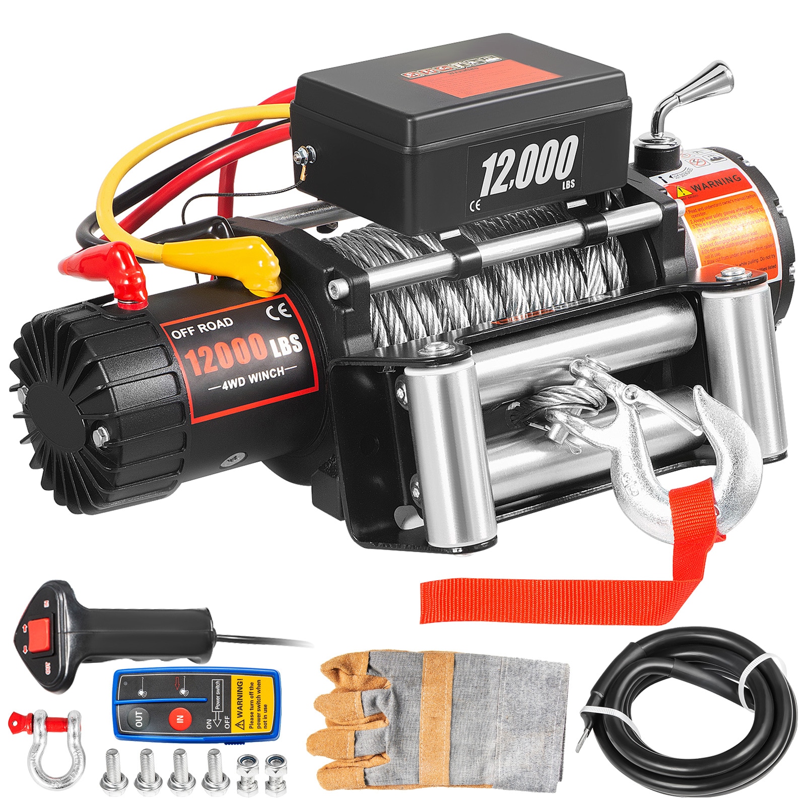 VEVOR 12000-lb 85.0-ft Aluminum Winch Rope 7.5 -HP Motor