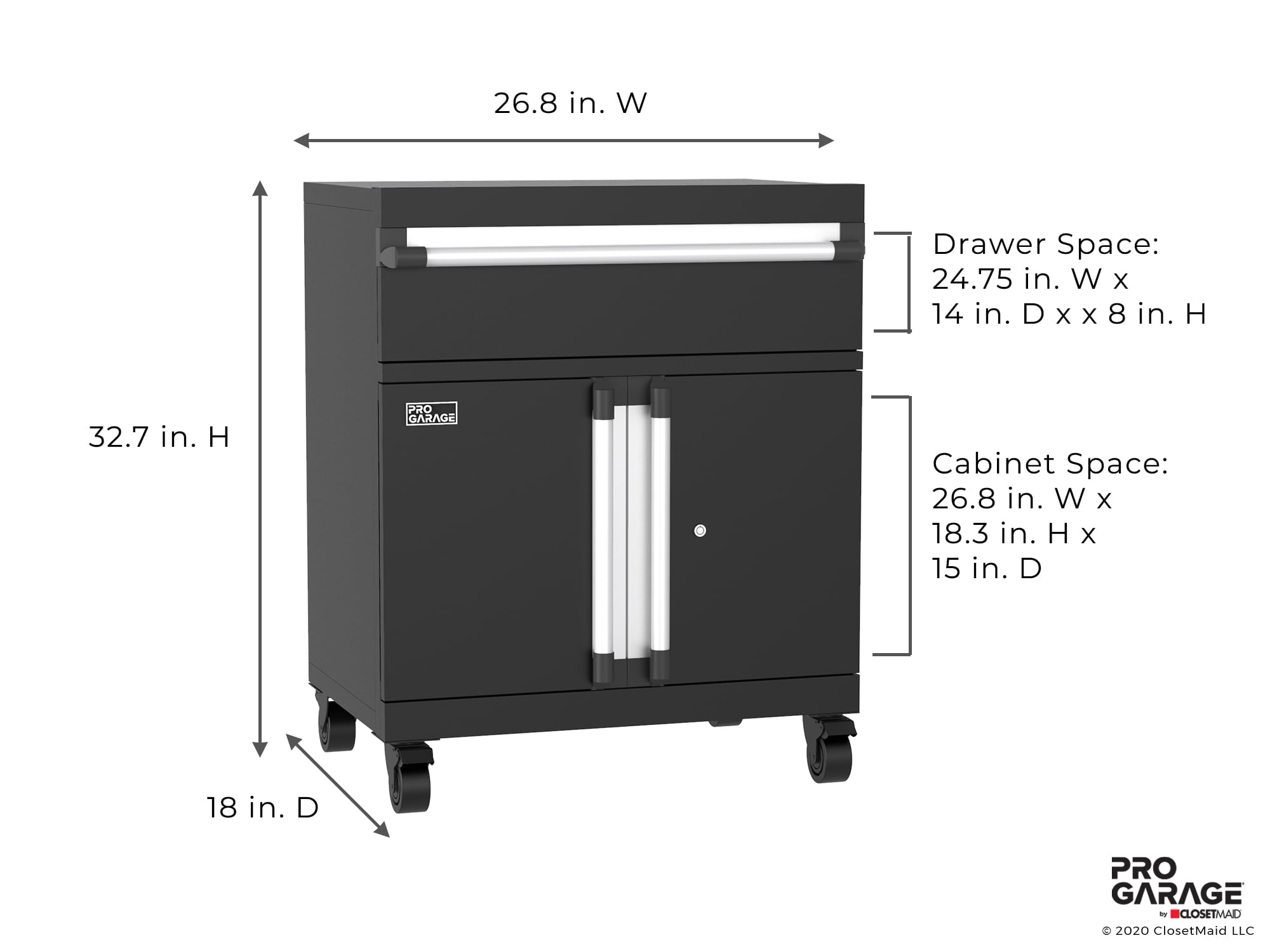 ClosetMaid ProGarage 26.8-in W x 32.7-in H x 18-in D Freestanding Steel Garage Cabinet in Black