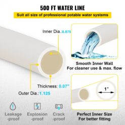 SVOPES 1 Inch x 500 FT PEX Pipe Non-Oxygen Barrier White Flexible Tubing for RV Plumbing Radiant Heating Polyethylene Material