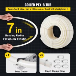 SVOPES 1 Inch x 500 FT PEX Pipe Non-Oxygen Barrier White Flexible Tubing for RV Plumbing Radiant Heating Polyethylene Material