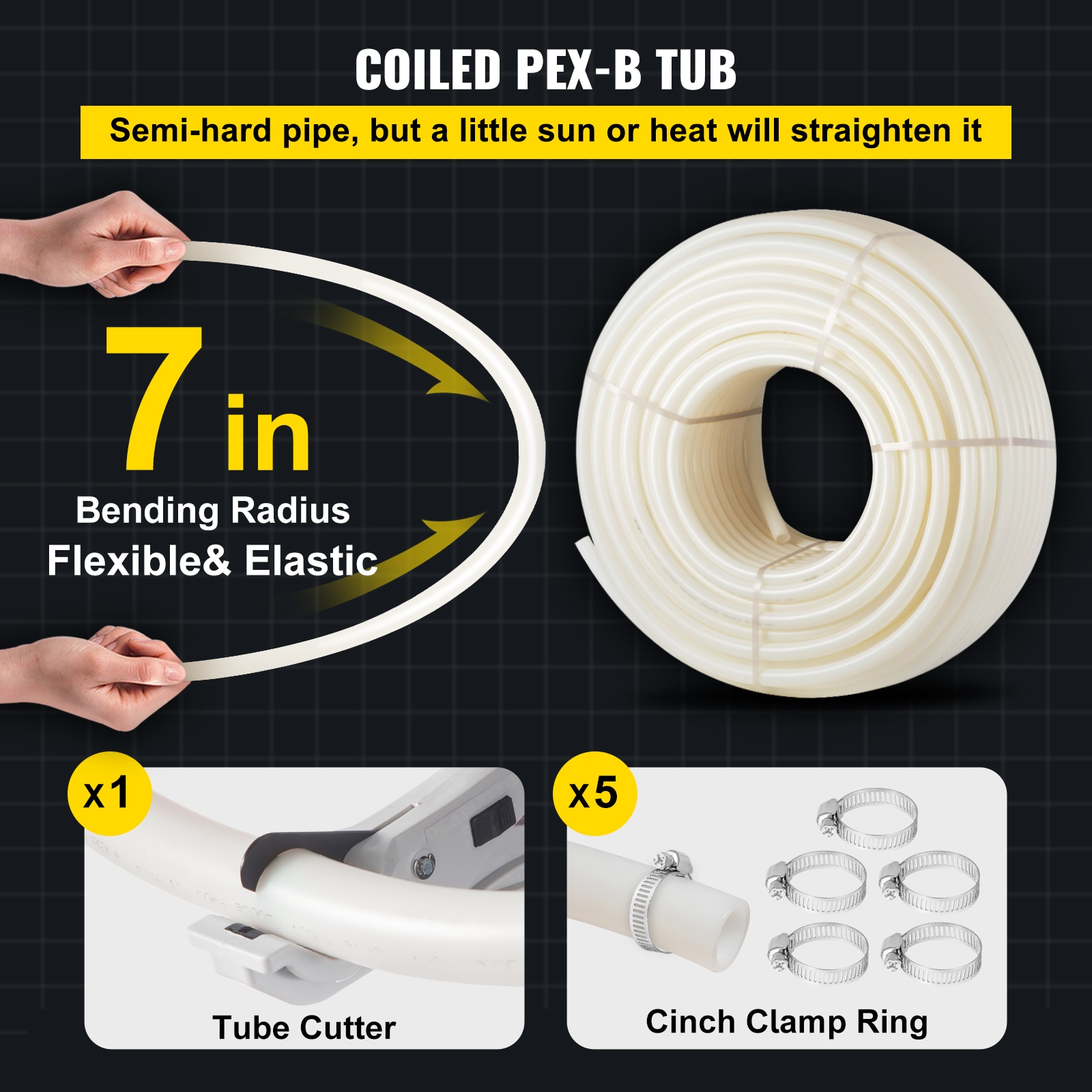 SVOPES 1 Inch x 500 FT PEX Pipe Non-Oxygen Barrier White Flexible Tubing for RV Plumbing Radiant Heating Polyethylene Material