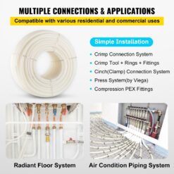SVOPES 1 Inch x 500 FT PEX Pipe Non-Oxygen Barrier White Flexible Tubing for RV Plumbing Radiant Heating Polyethylene Material