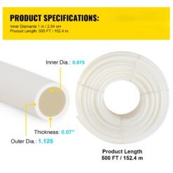 SVOPES 1 Inch x 500 FT PEX Pipe Non-Oxygen Barrier White Flexible Tubing for RV Plumbing Radiant Heating Polyethylene Material