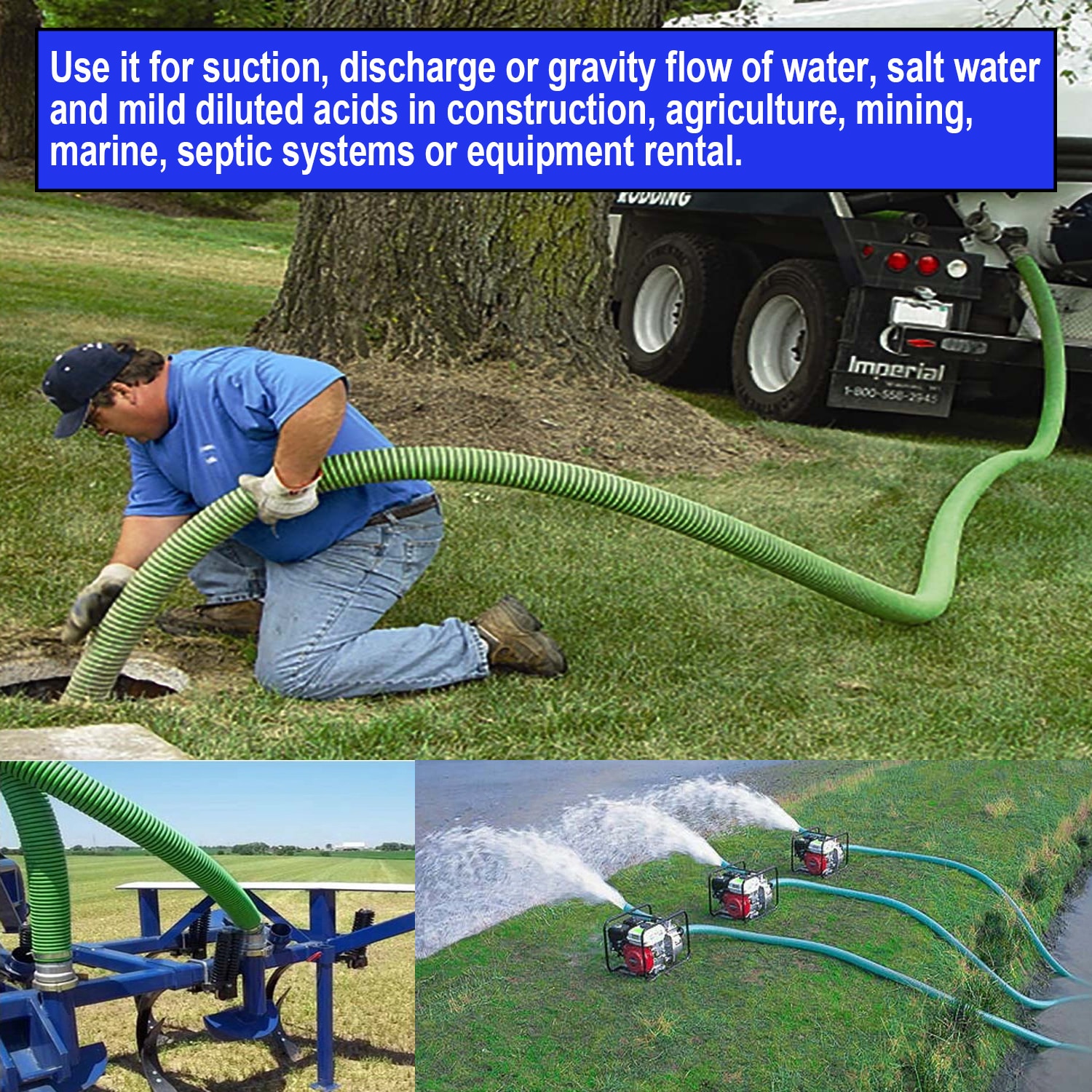 HydroMaxx 2-in ID x 100-ft Reinforced PVC Green Suction hose