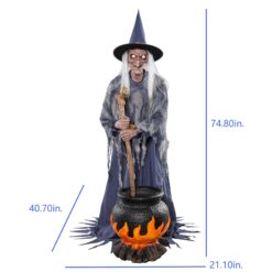 Haunted Living 6-ft Witch with Cauldron Motion Activated Lighted Animatronic