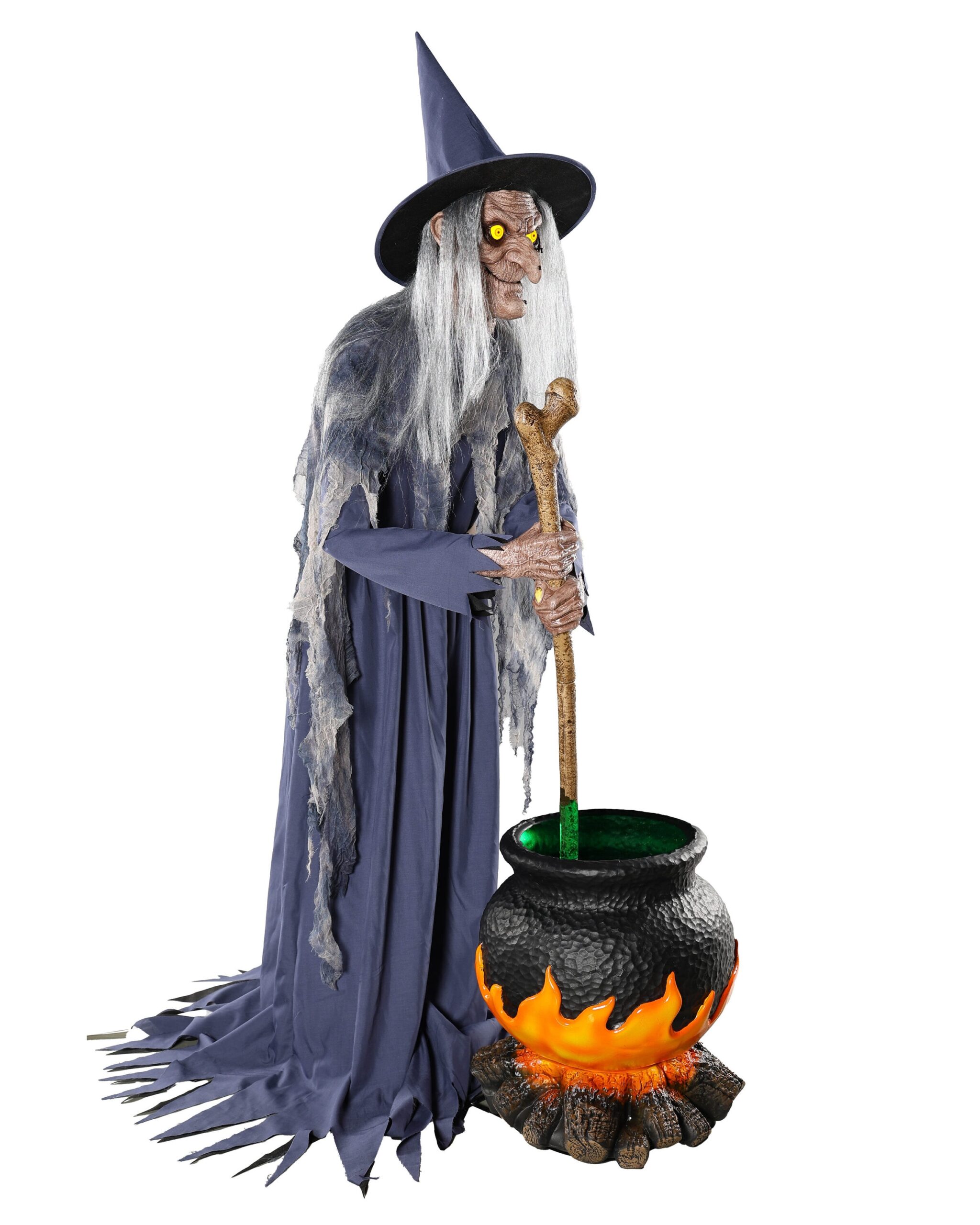 Haunted Living 6-ft Witch with Cauldron Motion Activated Lighted Animatronic