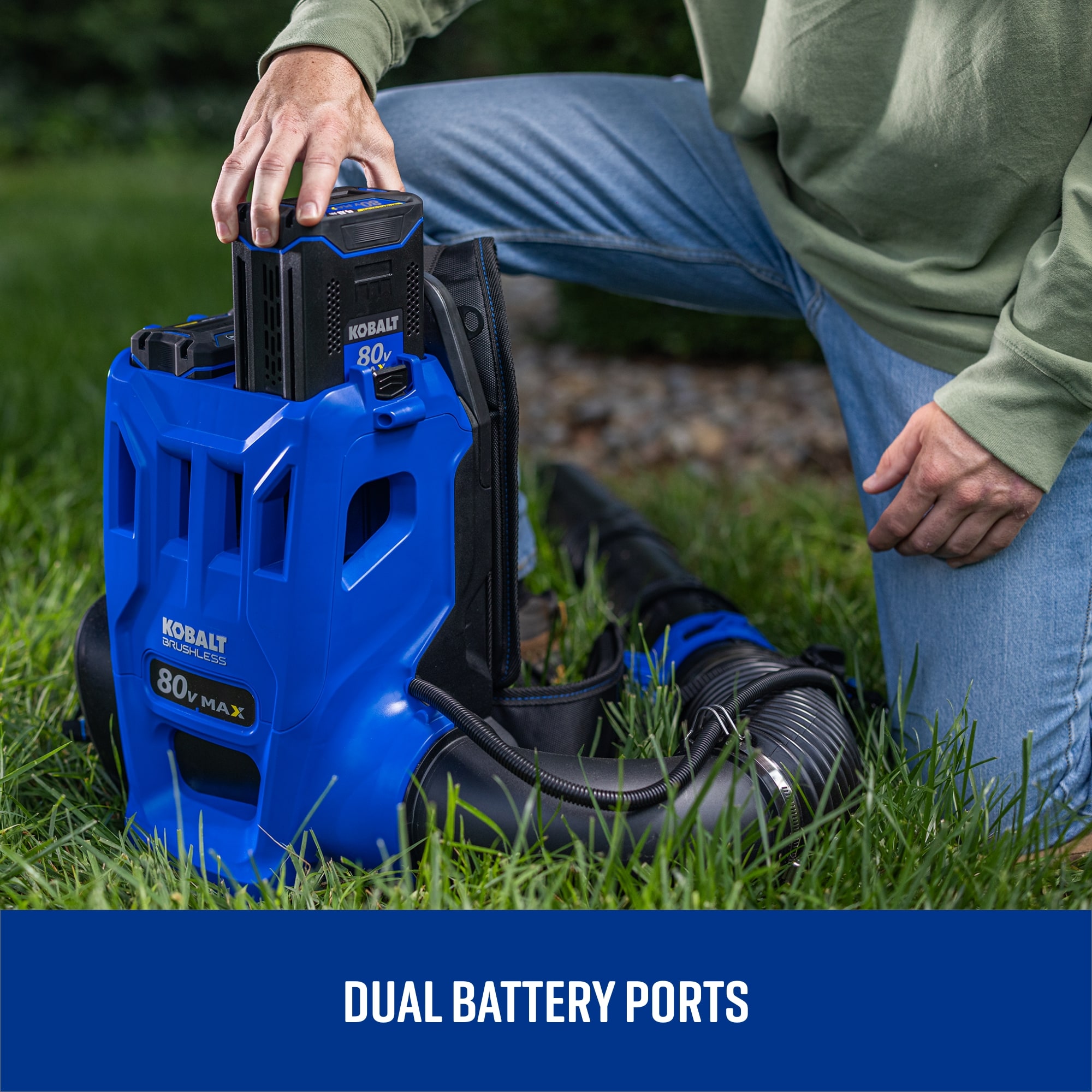 Kobalt Dual Port 80-volt 850-CFM 210-MPH Battery Backpack Leaf Blower 4 Ah