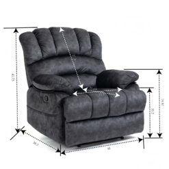GZMR Large Manual Recliner Chair Dark Gray Velvet Upholstered Recliner