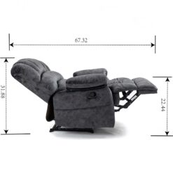 GZMR Large Manual Recliner Chair Dark Gray Velvet Upholstered Recliner