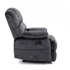 GZMR Large Manual Recliner Chair Dark Gray Velvet Upholstered Recliner
