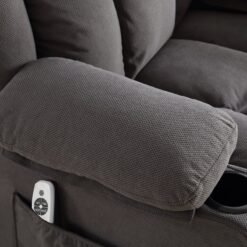 Mondawe 360 Degree Swing with Massage and Lumbar Heat Recliner Gray Velvet Upholstered Swivel Massage chair