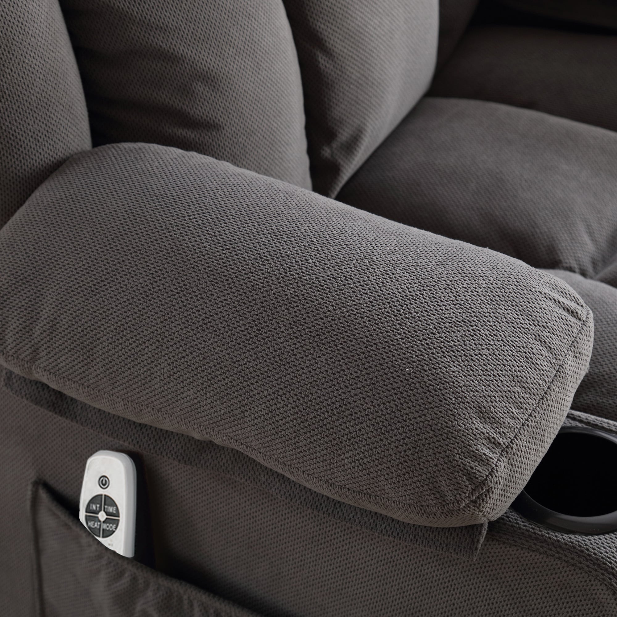 Mondawe 360 Degree Swing with Massage and Lumbar Heat Recliner Gray Velvet Upholstered Swivel Massage chair