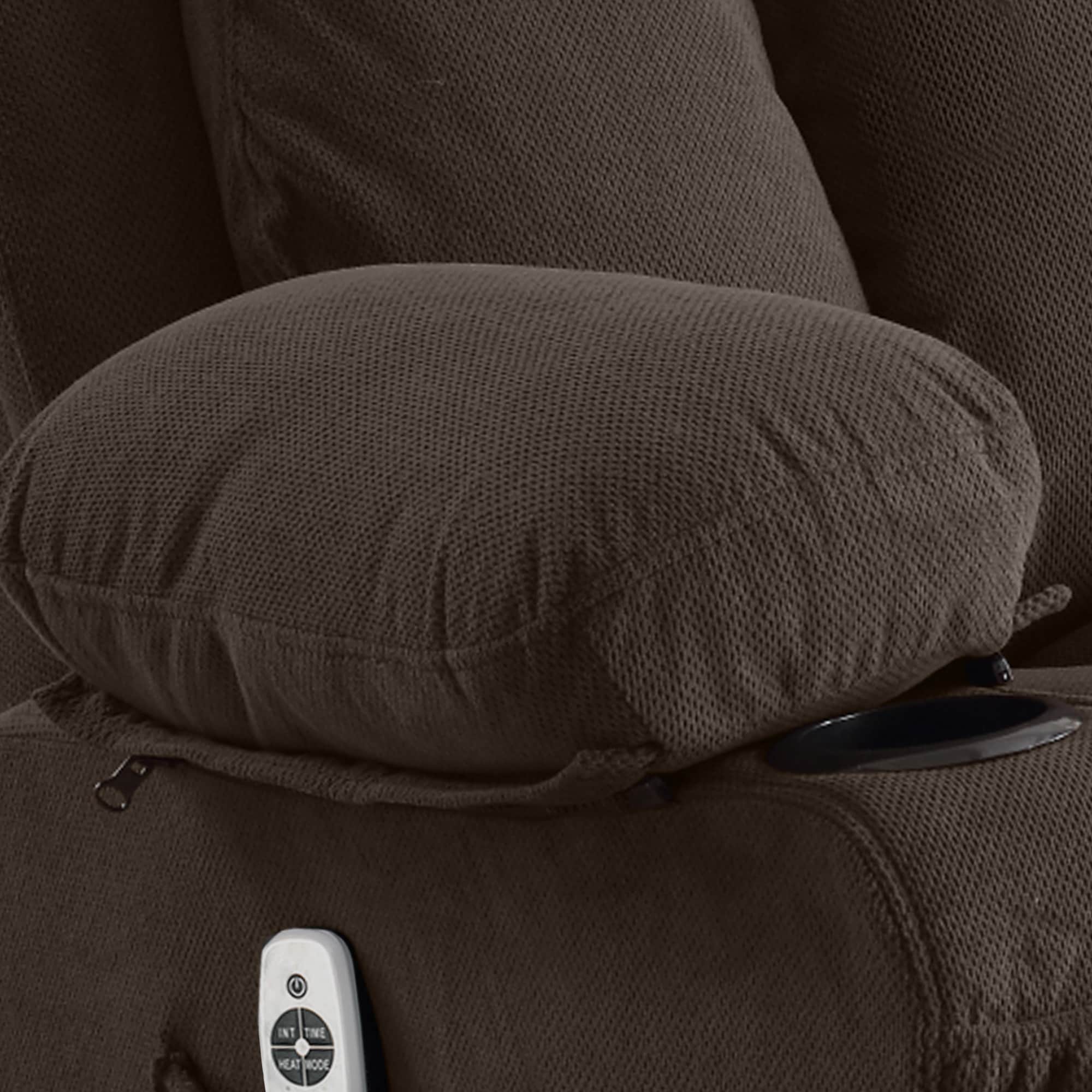 Mondawe 360 Degree Swing with Massage and Lumbar Heat Recliner Brown Velvet Upholstered Swivel Massage chair