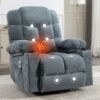 GZMR 8-Point Vibration Massage Heating Rocker Recliner Chair Blue Polyester Upholstered Swivel Massage chair