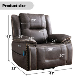 Bestier 41 in Oversize Dark Gray PU Leather Power Lift Recliner Chair with Massage and Heating