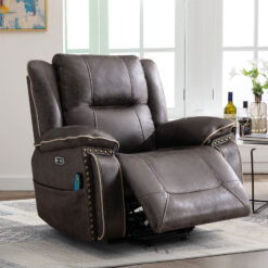 Bestier 41 in Oversize Dark Gray PU Leather Power Lift Recliner Chair with Massage and Heating
