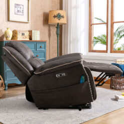 Bestier 41 in Oversize Dark Gray PU Leather Power Lift Recliner Chair with Massage and Heating