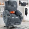 GZMR 8-Point Vibration Massage Power Lift Recliner Chair Blue-Gray Polyester Upholstered Powered Reclining Recliner with Lift Assistance