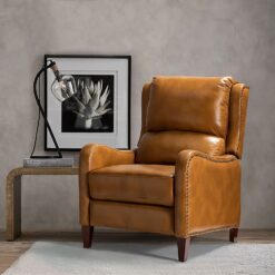 14 Karat Home CAMEL Leather Upholstered Recliner