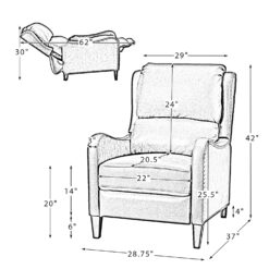 14 Karat Home CAMEL Leather Upholstered Recliner