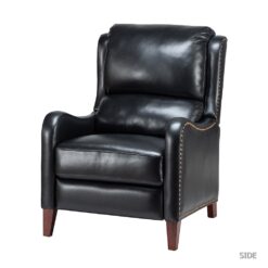 14 Karat Home BLACK Leather Upholstered Recliner