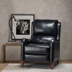 14 Karat Home BLACK Leather Upholstered Recliner