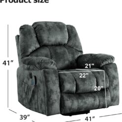 Bestier 40.6 in. Gray Green Microfiber Oversize Power Lift Recliner Chair with Massage and Heating
