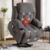 Sumyeg Power Lift Recliner Chair Grey Velvet Upholstered Powered Reclining Massage chair with Lift Assistance