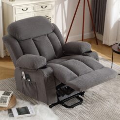 Sumyeg Power Lift Recliner Chair Grey Velvet Upholstered Powered Reclining Massage chair with Lift Assistance