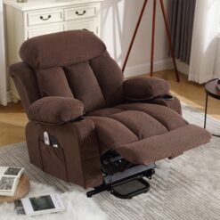 Sumyeg Power Lift Recliner Chair Brown Velvet Upholstered Powered Reclining Massage chair with Lift Assistance