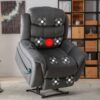 Bestier 41 in. Grey Oversized Microfiber Power Lift Recliner with 8-Point Massage and Heating Assistance Recliner w/Dual Motor
