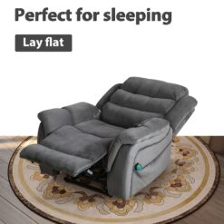 Bestier 41 in. Grey Oversized Microfiber Power Lift Recliner with 8-Point Massage and Heating Assistance Recliner w/Dual Motor