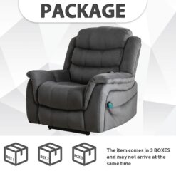 Bestier 41 in. Grey Oversized Microfiber Power Lift Recliner with 8-Point Massage and Heating Assistance Recliner w/Dual Motor